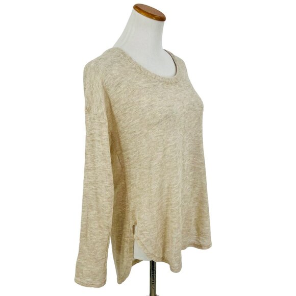 Lush Beige Long Sleeve Lightweight V-Back Knit Sweater Top - Picture 5 of 12